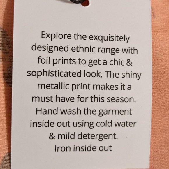 Janasya Floral Peach Sheer Crepe Overlay 3/4 Sleeves Maxi Dress - S/M NWT - Picture 6 of 6